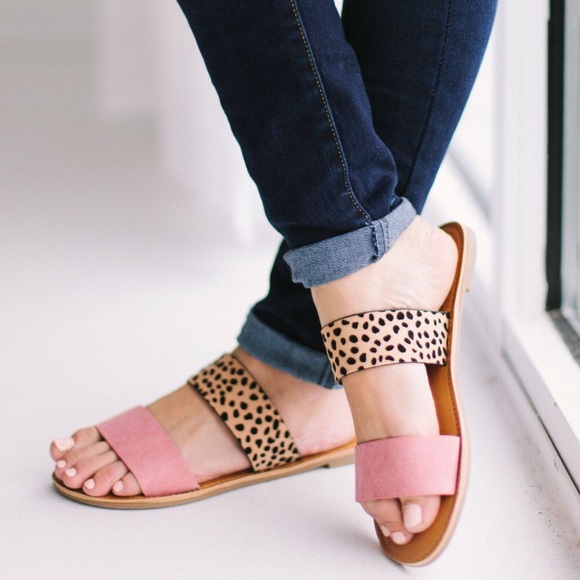 5⭐️MAUVE LEOPARD Animal Print Mixed Strap - Shoe - Picture 2 of 2